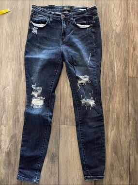 Judy Blue Dark Blue Distressed Skinny Jeans